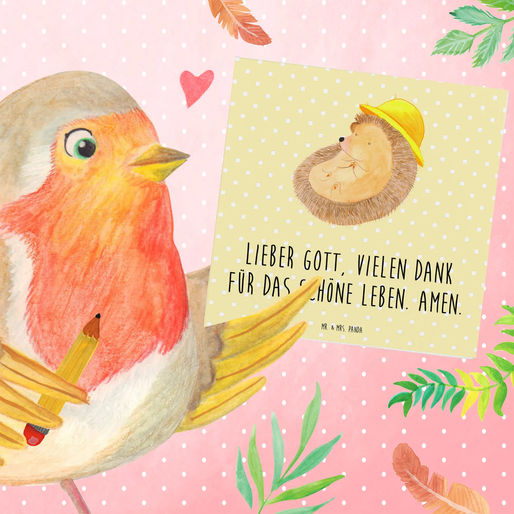 Deluxe Karte Igel Beten Hochzeitskarte, Geburtstagskarte, Klappkarte, Grußkarte, Karte, Hochwertige Klappkarte, Einladungskarte, Glückwunschkarte, Hochwertige Grußkarte, Tiermotive, Gute Laune, lustige Sprüche, Tiere, Amen, Igel, Sonnenhut, Dankbarkeit, Leben, Igel mit Hut, genießen, Gott, beten, Dankbar sein, dankbar