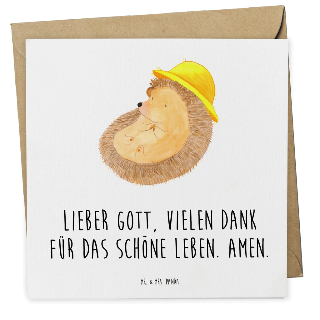 Deluxe Karte Igel Beten Hochzeitskarte, Geburtstagskarte, Klappkarte, Grußkarte, Karte, Hochwertige Klappkarte, Einladungskarte, Glückwunschkarte, Hochwertige Grußkarte, Tiermotive, Gute Laune, lustige Sprüche, Tiere, Amen, Igel, Sonnenhut, Dankbarkeit, Leben, Igel mit Hut, genießen, Gott, beten, Dankbar sein, dankbar