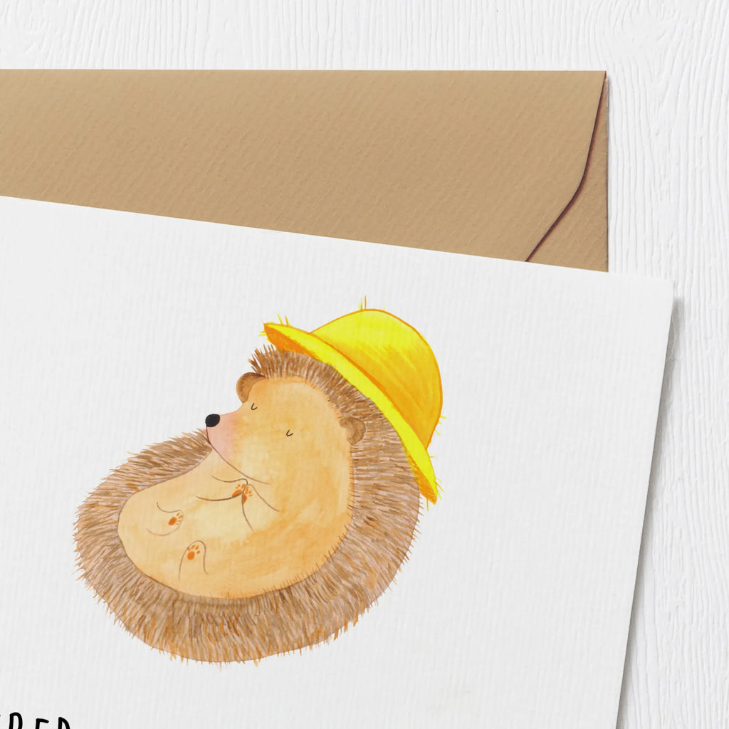 Deluxe Karte Igel Beten Hochzeitskarte, Geburtstagskarte, Klappkarte, Grußkarte, Karte, Hochwertige Klappkarte, Einladungskarte, Glückwunschkarte, Hochwertige Grußkarte, Tiermotive, Gute Laune, lustige Sprüche, Tiere, Amen, Igel, Sonnenhut, Dankbarkeit, Leben, Igel mit Hut, genießen, Gott, beten, Dankbar sein, dankbar