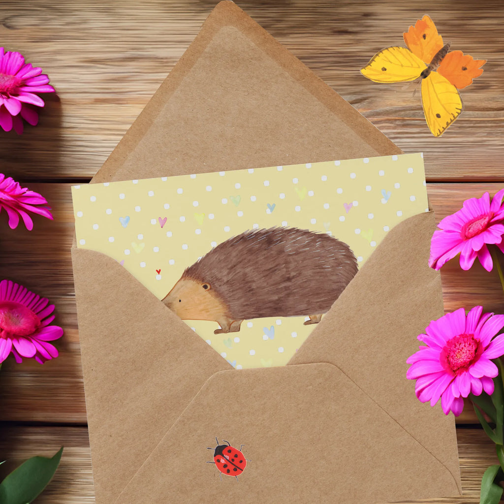 Deluxe Karte Igel Herzen Karte, Einladungskarte, Glückwunschkarte, Geburtstagskarte, Grußkarte, Klappkarte, Hochwertige Klappkarte, Hochzeitskarte, Hochwertige Grußkarte, Tiermotive, Gute Laune, lustige Sprüche, Tiere, Vertrauen, Herzen, Liebe, Herz, Leben, Igel, Kuss