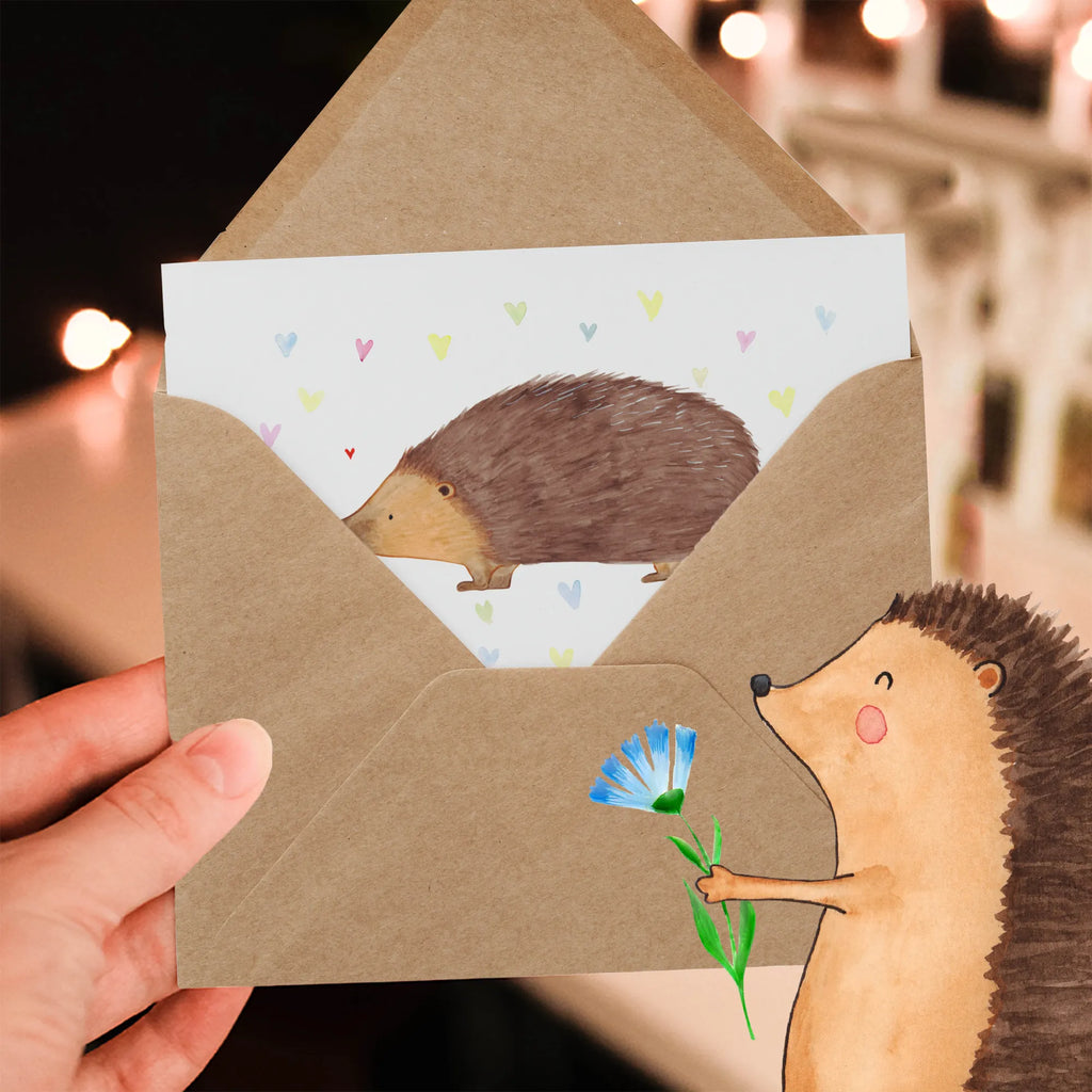 Deluxe Karte Igel Herzen Karte, Einladungskarte, Glückwunschkarte, Geburtstagskarte, Grußkarte, Klappkarte, Hochwertige Klappkarte, Hochzeitskarte, Hochwertige Grußkarte, Tiermotive, Gute Laune, lustige Sprüche, Tiere, Vertrauen, Herzen, Liebe, Herz, Leben, Igel, Kuss