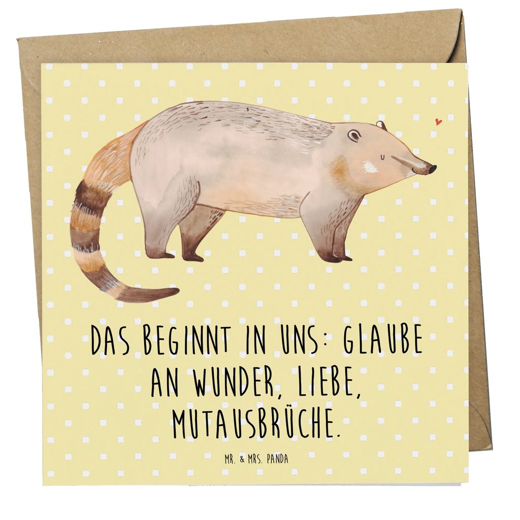 Deluxe Card Coati Karte, Geburtstagskarte, Glückwunschkarte, Einladungskarte, Grußkarte, Hochwertige Grußkarte, Hochzeitskarte, Hochwertige Klappkarte, Klappkarte, Tiermotive, Gute Laune, lustige Sprüche, Tiere, Nasenbär, Bär, Rüsselbär, Nasenbären