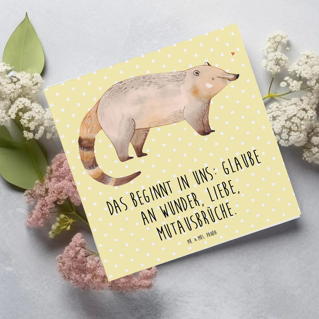 Deluxe Card Coati Karte, Geburtstagskarte, Glückwunschkarte, Einladungskarte, Grußkarte, Hochwertige Grußkarte, Hochzeitskarte, Hochwertige Klappkarte, Klappkarte, Tiermotive, Gute Laune, lustige Sprüche, Tiere, Nasenbär, Bär, Rüsselbär, Nasenbären