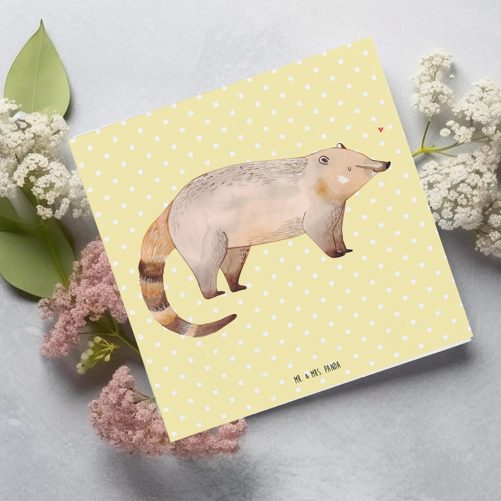 Deluxe Card Coati Karte, Geburtstagskarte, Glückwunschkarte, Einladungskarte, Grußkarte, Hochwertige Grußkarte, Hochzeitskarte, Hochwertige Klappkarte, Klappkarte, Tiermotive, Gute Laune, lustige Sprüche, Tiere, Nasenbär, Bär, Rüsselbär, Nasenbären
