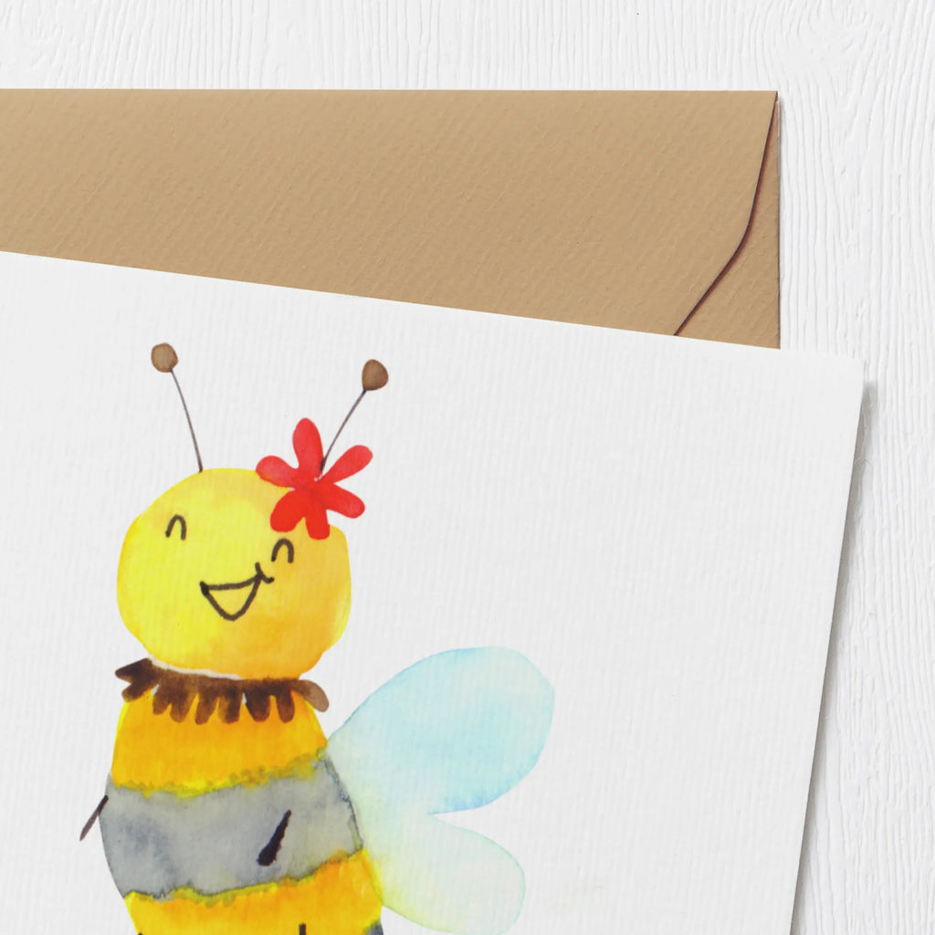 Deluxe Karte Biene Blume Glückwunschkarte, Einladungskarte, Karte, Grußkarte, Hochwertige Grußkarte, Hochwertige Klappkarte, Klappkarte, Geburtstagskarte, Hochzeitskarte, Biene, Wespe, Hummel
