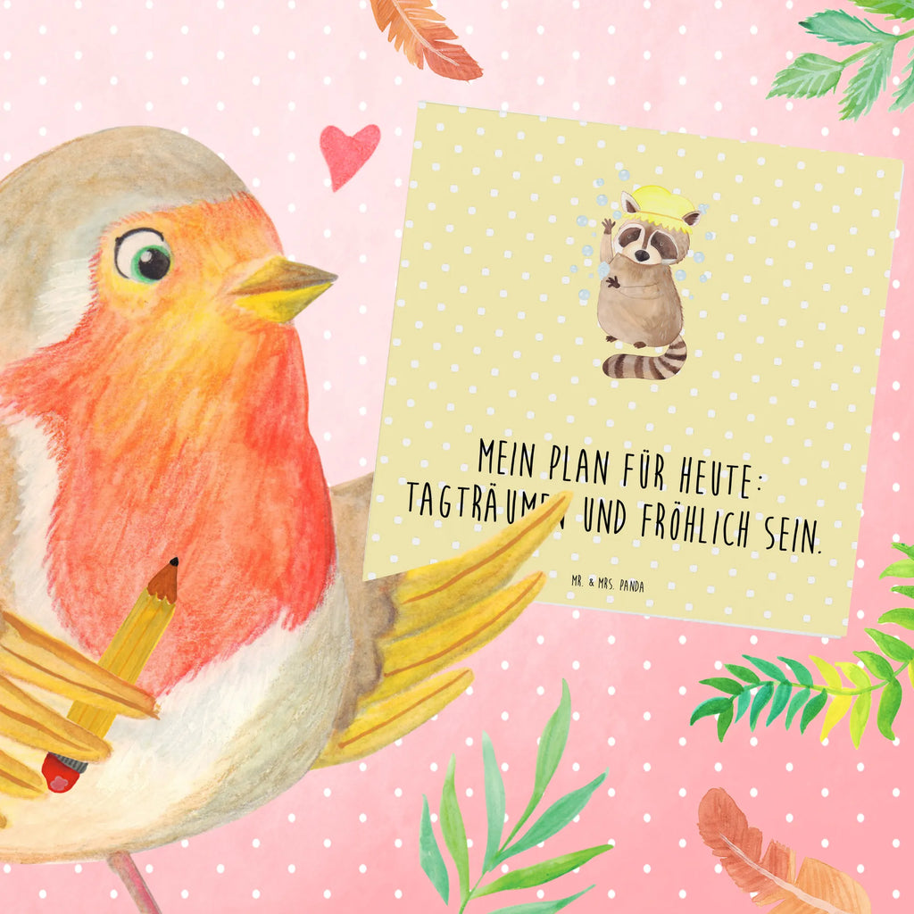 Deluxe Karte Waschbär Einladungskarte, Geburtstagskarte, Hochwertige Klappkarte, Klappkarte, Karte, Grußkarte, Hochzeitskarte, Hochwertige Grußkarte, Glückwunschkarte, Tiermotive, Gute Laune, lustige Sprüche, Tiere, Tagträumen, Waschbär, Seifenblasen, Fröhlich, waschen, Plan