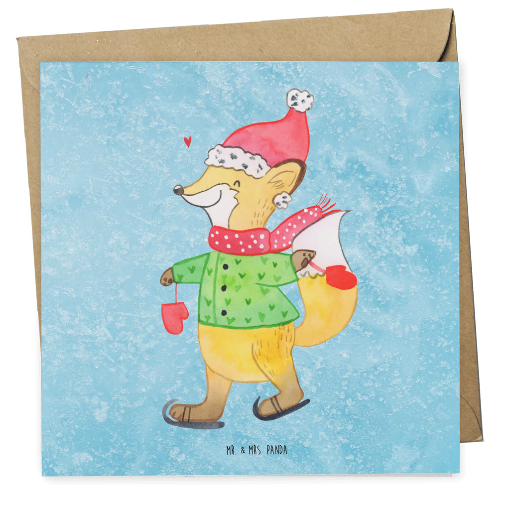 Deluxe Karte Fuchs  Schlittschuhe Klappkarte, Einladungskarte, Hochwertige Grußkarte, Glückwunschkarte, Karte, Hochwertige Klappkarte, Grußkarte, Geburtstagskarte, Hochzeitskarte, Winter, Weihnachten, Weihnachtsdeko, Nikolaus, Advent, Heiligabend, Wintermotiv, Weihnachtsmann, Weihnachtszeit, Tannenbaum, Weihnachtsbaum, Weihnachtstage