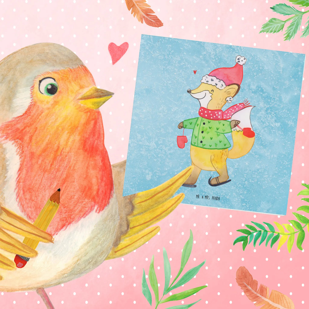 Deluxe Karte Fuchs  Schlittschuhe Klappkarte, Einladungskarte, Hochwertige Grußkarte, Glückwunschkarte, Karte, Hochwertige Klappkarte, Grußkarte, Geburtstagskarte, Hochzeitskarte, Winter, Weihnachten, Weihnachtsdeko, Nikolaus, Advent, Heiligabend, Wintermotiv, Weihnachtsmann, Weihnachtszeit, Tannenbaum, Weihnachtsbaum, Weihnachtstage