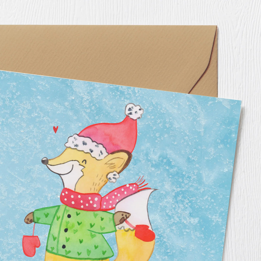 Deluxe Karte Fuchs  Schlittschuhe Klappkarte, Einladungskarte, Hochwertige Grußkarte, Glückwunschkarte, Karte, Hochwertige Klappkarte, Grußkarte, Geburtstagskarte, Hochzeitskarte, Winter, Weihnachten, Weihnachtsdeko, Nikolaus, Advent, Heiligabend, Wintermotiv, Weihnachtsmann, Weihnachtszeit, Tannenbaum, Weihnachtsbaum, Weihnachtstage