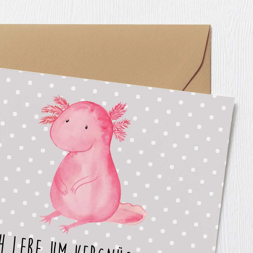 Deluxe Karte Axolotl null Geburtstagskarte, Hochwertige Grußkarte, Grußkarte, Hochwertige Klappkarte, Glückwunschkarte, Karte, Einladungskarte, Klappkarte, Hochzeitskarte, Axolotl, Molch, Weisheit, Liebe, Axolot, Freundin, zufrieden, Lebensweisheit, fröhlich, vergnügt, Lebensstil