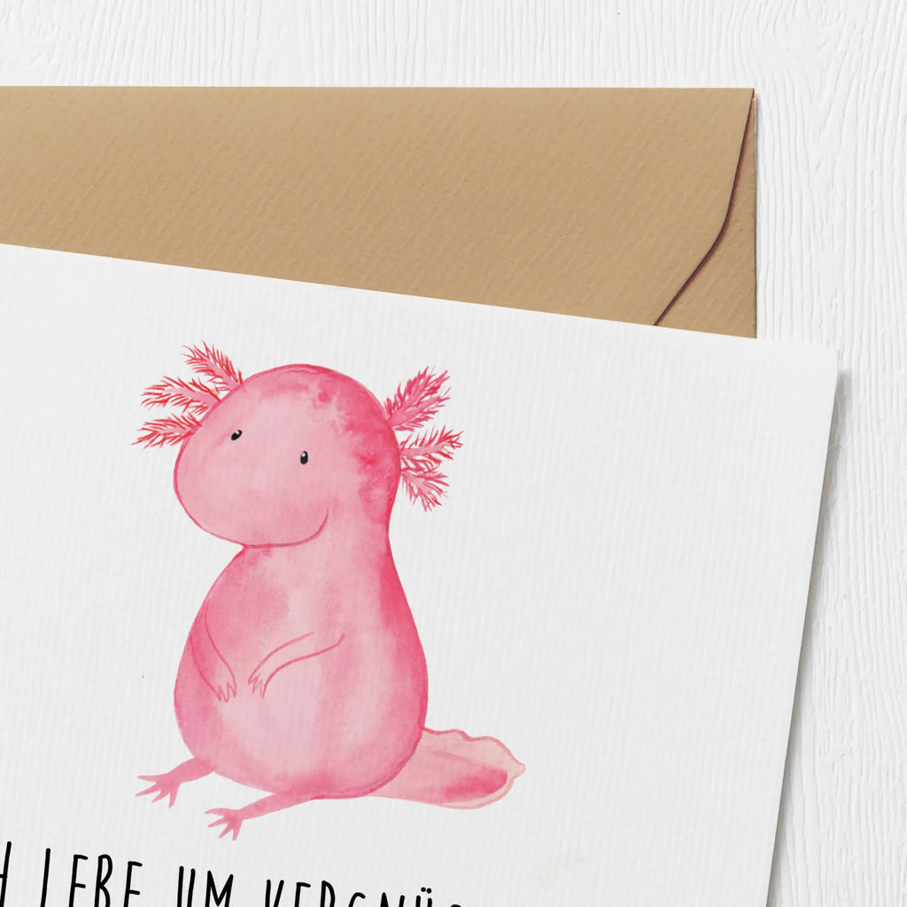 Deluxe Karte Axolotl null Geburtstagskarte, Hochwertige Grußkarte, Grußkarte, Hochwertige Klappkarte, Glückwunschkarte, Karte, Einladungskarte, Klappkarte, Hochzeitskarte, Axolotl, Molch, Weisheit, Liebe, Axolot, Freundin, zufrieden, Lebensweisheit, fröhlich, vergnügt, Lebensstil