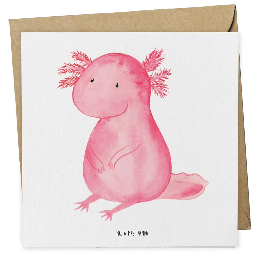 Deluxe Karte Axolotl null Geburtstagskarte, Hochwertige Grußkarte, Grußkarte, Hochwertige Klappkarte, Glückwunschkarte, Karte, Einladungskarte, Klappkarte, Hochzeitskarte, Axolotl, Molch, Weisheit, Liebe, Axolot, Freundin, zufrieden, Lebensweisheit, fröhlich, vergnügt, Lebensstil