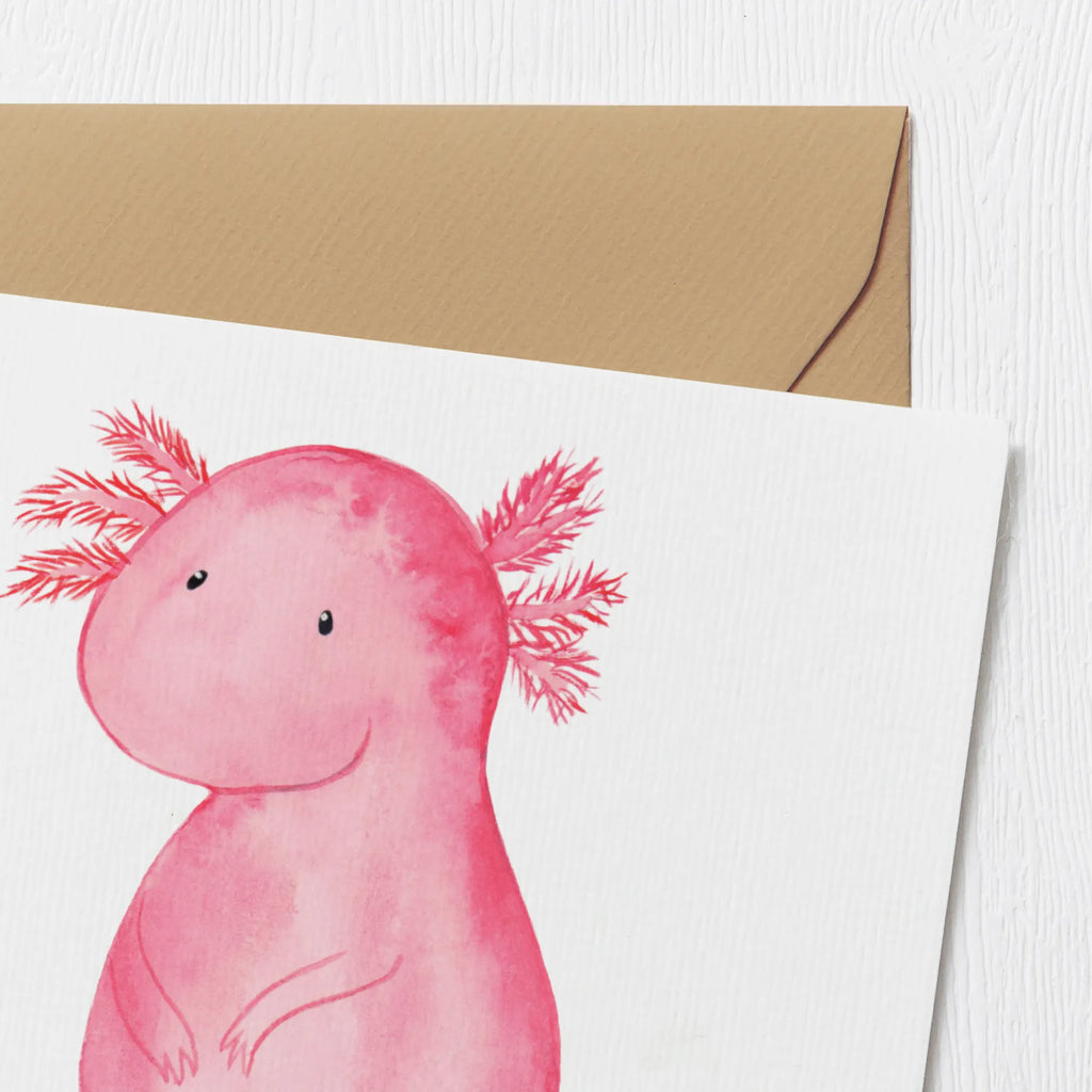 Deluxe Karte Axolotl null Geburtstagskarte, Hochwertige Grußkarte, Grußkarte, Hochwertige Klappkarte, Glückwunschkarte, Karte, Einladungskarte, Klappkarte, Hochzeitskarte, Axolotl, Molch, Weisheit, Liebe, Axolot, Freundin, zufrieden, Lebensweisheit, fröhlich, vergnügt, Lebensstil