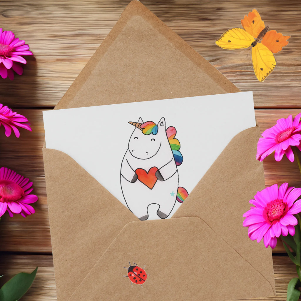 Deluxe Karte Einhorn Herz Hochwertige Grußkarte, Klappkarte, Einladungskarte, Grußkarte, Glückwunschkarte, Karte, Hochzeitskarte, Hochwertige Klappkarte, Geburtstagskarte, Einhorn, Einhörner, Einhorn Deko, Unicorn, Freundin, bunt, schlimm, böse, Herz, anders, witzig, lustig