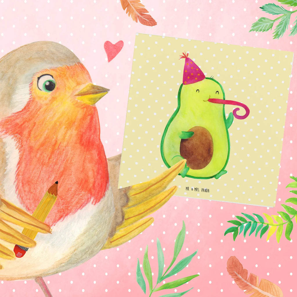 Deluxe Karte Avocado Feier Hochwertige Grußkarte, Geburtstagskarte, Einladungskarte, Hochzeitskarte, Klappkarte, Hochwertige Klappkarte, Karte, Glückwunschkarte, Grußkarte, Avocado, Veggie, Vegan, Gesund, Tröte, Feierlichkeit, Feier, Geburtstag, Gute Laune, Fete, Party