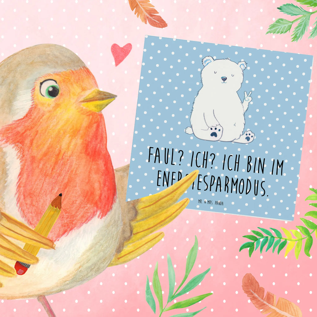 Deluxe Card Icebear Lazy Hochzeitskarte, Karte, Glückwunschkarte, Grußkarte, Einladungskarte, Geburtstagskarte, Klappkarte, Hochwertige Klappkarte, Hochwertige Grußkarte, Bär, Teddy, Teddybär, Arbeit, Eisbär, Büro, Arbeitsplatz, Entspannen, Nordpol, Relaxen, Bürojob, Faul, Homeoffice