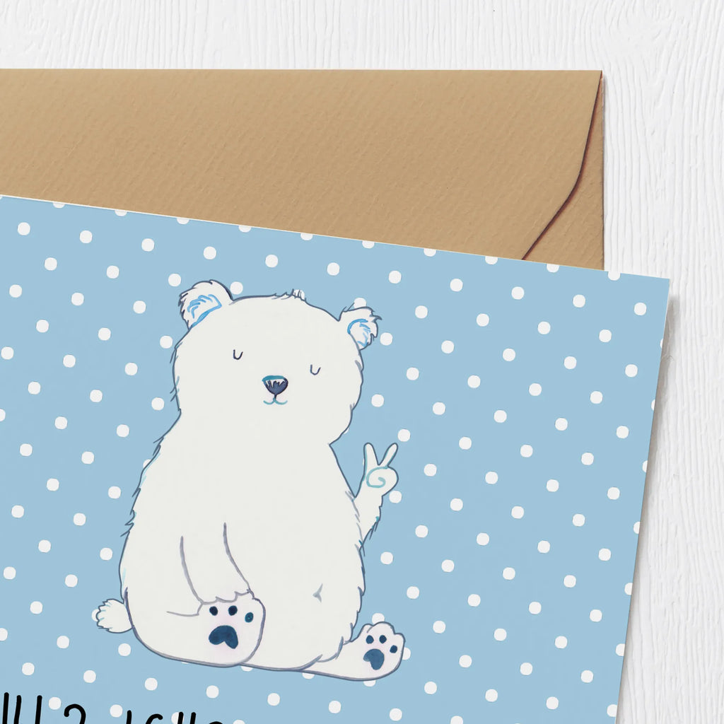Deluxe Card Icebear Lazy Hochzeitskarte, Karte, Glückwunschkarte, Grußkarte, Einladungskarte, Geburtstagskarte, Klappkarte, Hochwertige Klappkarte, Hochwertige Grußkarte, Bär, Teddy, Teddybär, Arbeit, Eisbär, Büro, Arbeitsplatz, Entspannen, Nordpol, Relaxen, Bürojob, Faul, Homeoffice