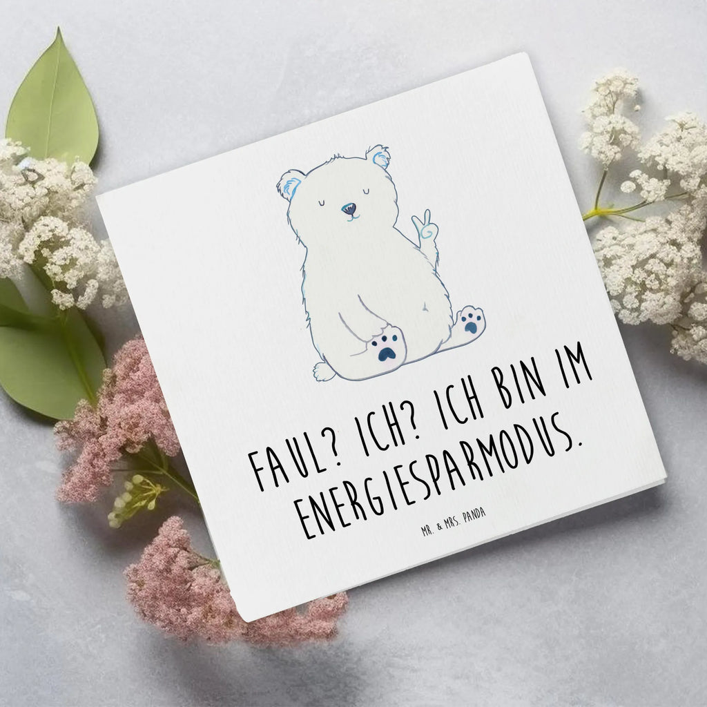 Deluxe Card Icebear Lazy Hochzeitskarte, Karte, Glückwunschkarte, Grußkarte, Einladungskarte, Geburtstagskarte, Klappkarte, Hochwertige Klappkarte, Hochwertige Grußkarte, Bär, Teddy, Teddybär, Arbeit, Eisbär, Büro, Arbeitsplatz, Entspannen, Nordpol, Relaxen, Bürojob, Faul, Homeoffice