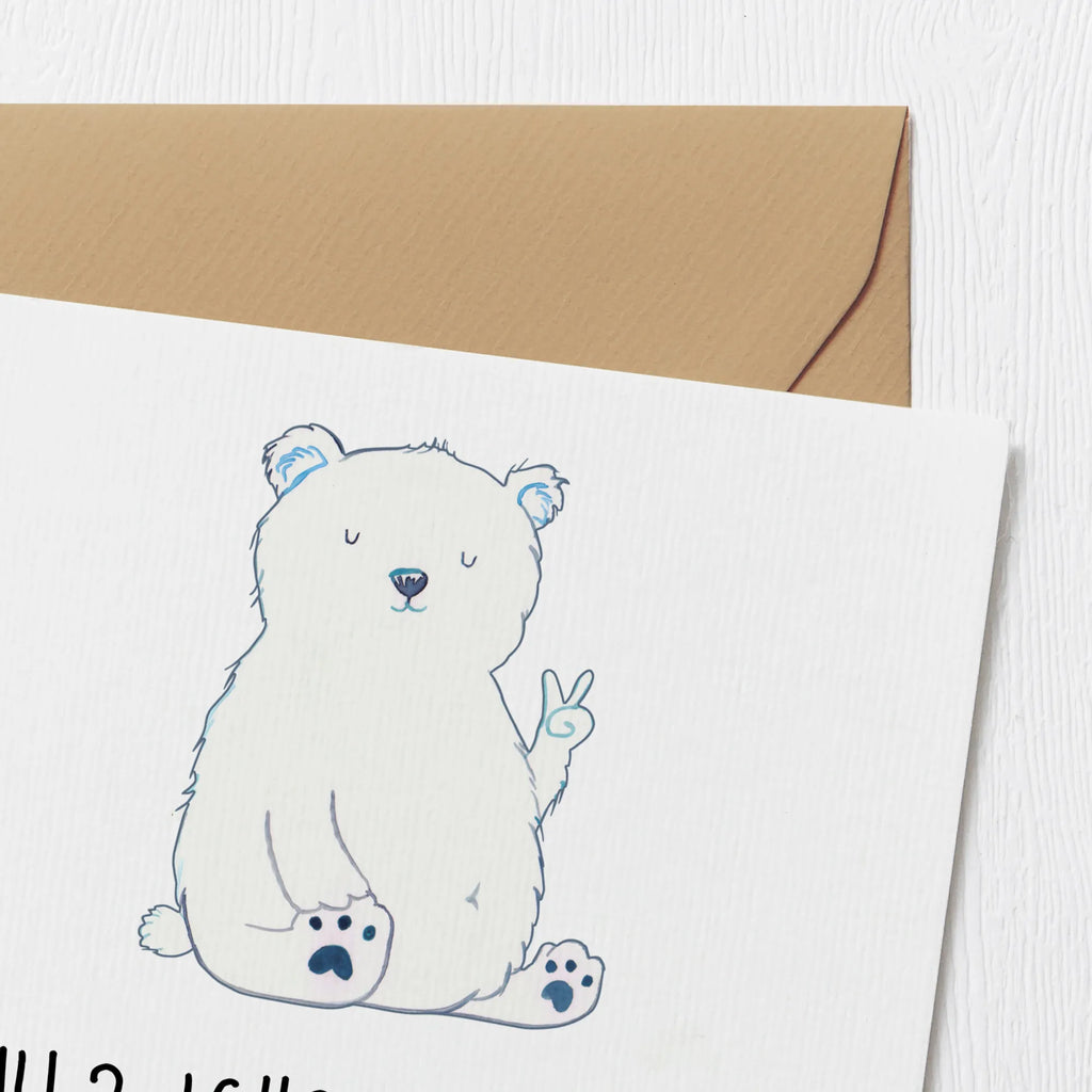 Deluxe Card Icebear Lazy Hochzeitskarte, Karte, Glückwunschkarte, Grußkarte, Einladungskarte, Geburtstagskarte, Klappkarte, Hochwertige Klappkarte, Hochwertige Grußkarte, Bär, Teddy, Teddybär, Arbeit, Eisbär, Büro, Arbeitsplatz, Entspannen, Nordpol, Relaxen, Bürojob, Faul, Homeoffice