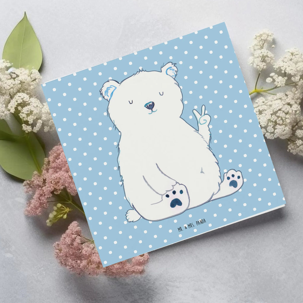 Deluxe Card Icebear Lazy Hochzeitskarte, Karte, Glückwunschkarte, Grußkarte, Einladungskarte, Geburtstagskarte, Klappkarte, Hochwertige Klappkarte, Hochwertige Grußkarte, Bär, Teddy, Teddybär, Arbeit, Eisbär, Büro, Arbeitsplatz, Entspannen, Nordpol, Relaxen, Bürojob, Faul, Homeoffice