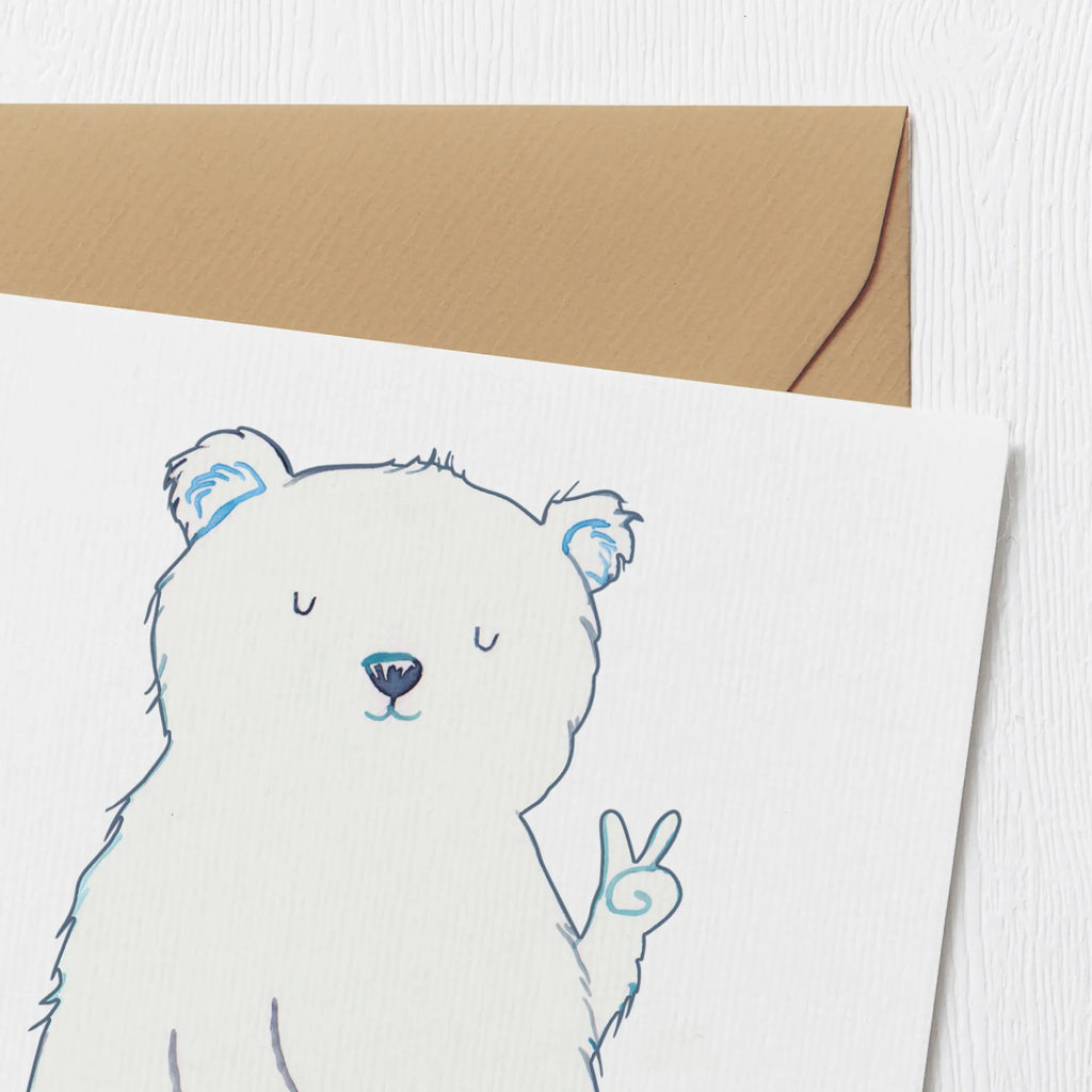 Deluxe Card Icebear Lazy Hochzeitskarte, Karte, Glückwunschkarte, Grußkarte, Einladungskarte, Geburtstagskarte, Klappkarte, Hochwertige Klappkarte, Hochwertige Grußkarte, Bär, Teddy, Teddybär, Arbeit, Eisbär, Büro, Arbeitsplatz, Entspannen, Nordpol, Relaxen, Bürojob, Faul, Homeoffice