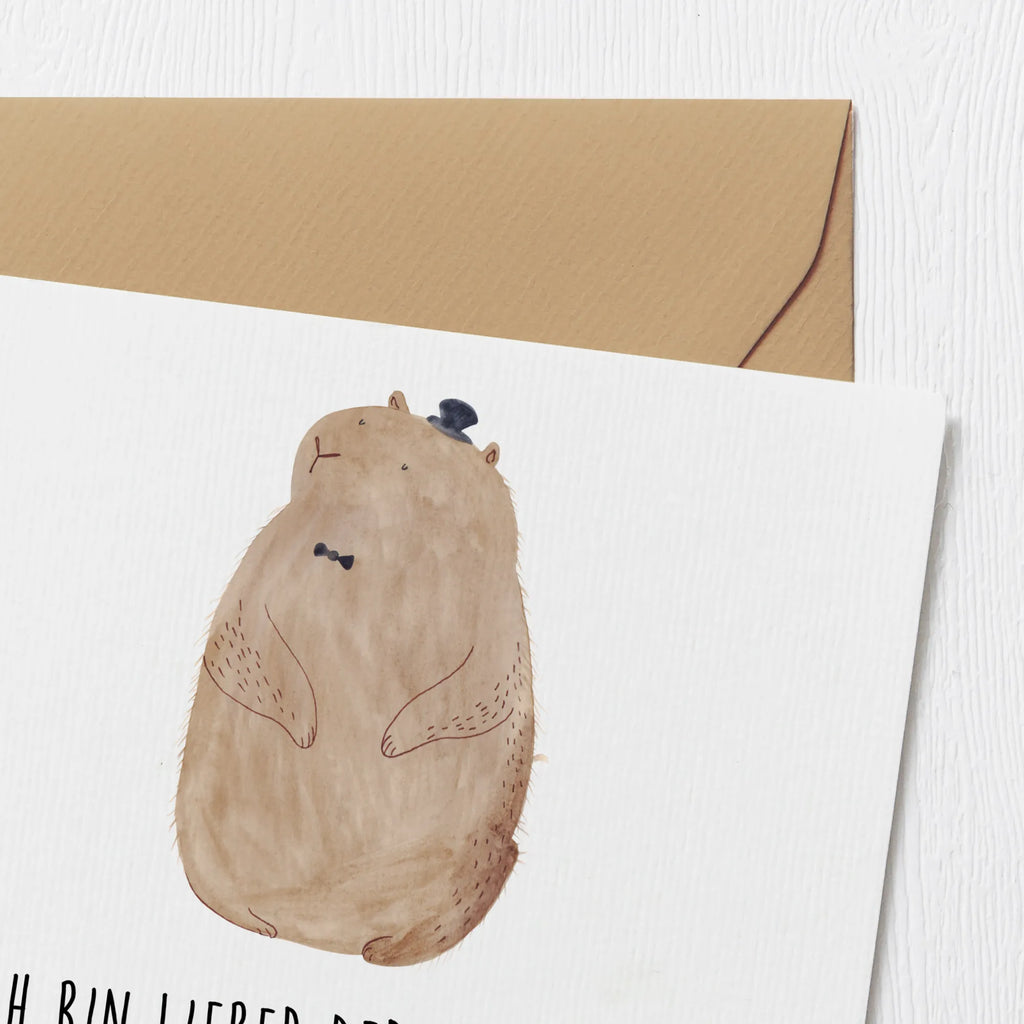 Deluxe Karte Murmeltier Klappkarte, Hochwertige Klappkarte, Einladungskarte, Geburtstagskarte, Hochwertige Grußkarte, Grußkarte, Karte, Hochzeitskarte, Glückwunschkarte, Tiermotive, Gute Laune, lustige Sprüche, Tiere, Fröhlichkeit, Knigge, Respekt, Murmeltier, Freundlichkeit, Anstand