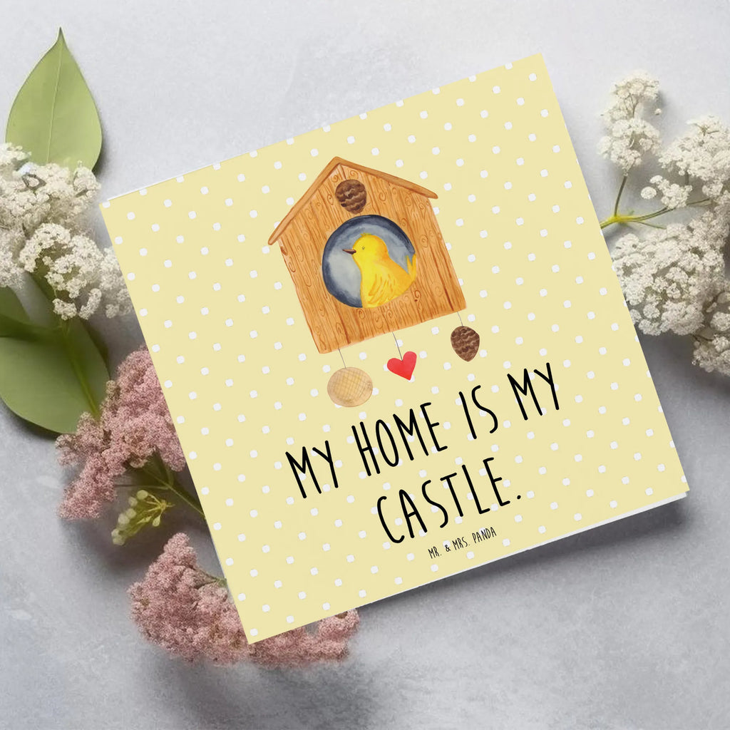 Deluxe Karte Vogel Haus Geburtstagskarte, Grußkarte, Karte, Klappkarte, Glückwunschkarte, Einladungskarte, Hochwertige Klappkarte, Hochwertige Grußkarte, Hochzeitskarte, Tiermotive, Gute Laune, lustige Sprüche, Tiere, Lieblingsort, Haus, Castle, Vogelhaus, Zuhause, Vogelhäuschen, Vögel, Home sweet home, Familie, Nest, Wohnung, Vogel, unser Haus, Eigenheim