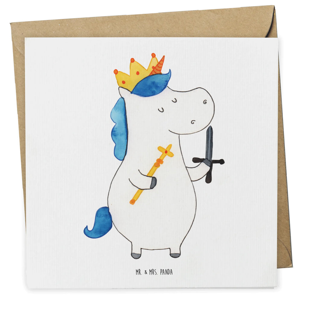 Deluxe Card unicorn king with sword Karte, Geburtstagskarte, Klappkarte, Einladungskarte, Hochzeitskarte, Grußkarte, Glückwunschkarte, Hochwertige Klappkarte, Hochwertige Grußkarte, Einhorn, Einhörner, Einhorn Deko, Unicorn, König, Mittelalter, Ritter