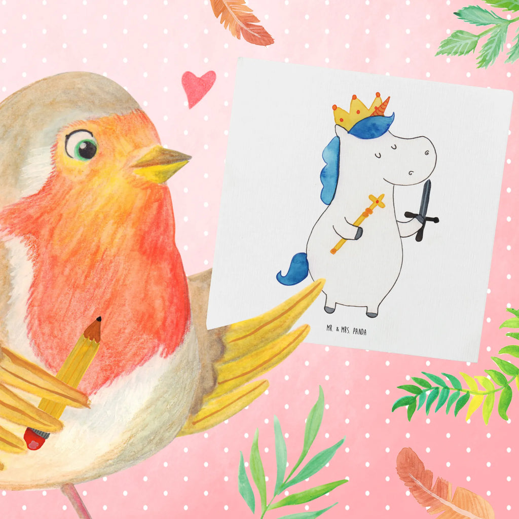 Deluxe Card unicorn king with sword Karte, Geburtstagskarte, Klappkarte, Einladungskarte, Hochzeitskarte, Grußkarte, Glückwunschkarte, Hochwertige Klappkarte, Hochwertige Grußkarte, Einhorn, Einhörner, Einhorn Deko, Unicorn, König, Mittelalter, Ritter