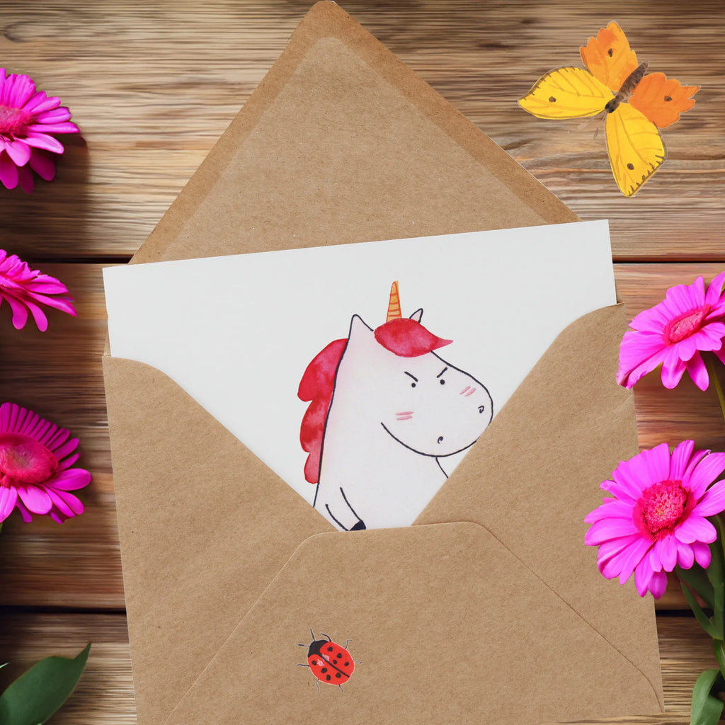 Deluxe Karte Einhorn Wut Einladungskarte, Karte, Grußkarte, Hochwertige Klappkarte, Glückwunschkarte, Hochzeitskarte, Klappkarte, Hochwertige Grußkarte, Geburtstagskarte, Einhorn, Einhörner, Einhorn Deko, Unicorn, Arbeit, lustlos, dumme Fragen, lustig, Spaß, nein, Ansage, Büro, Geschenk, Realität, wütend