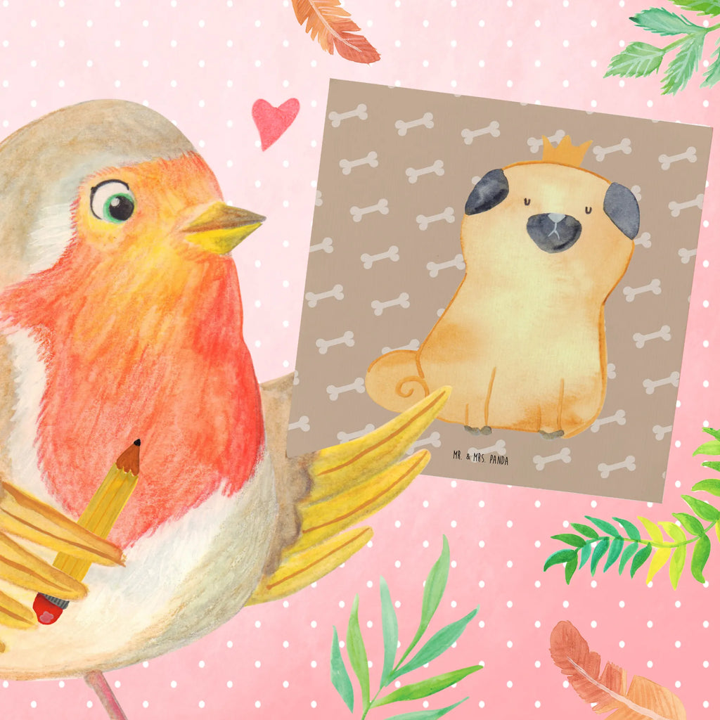 Deluxe Karte Mops Krone Hochwertige Grußkarte, Grußkarte, Glückwunschkarte, Karte, Geburtstagskarte, Klappkarte, Einladungskarte, Hochwertige Klappkarte, Hochzeitskarte, Hund, Hundemotiv, Haustier, Hunderasse, Tierliebhaber, Hundebesitzer, Sprüche, allergisch, Mops, Hundebesitzer. Spruch, lustig, kinderlos, Hausregel