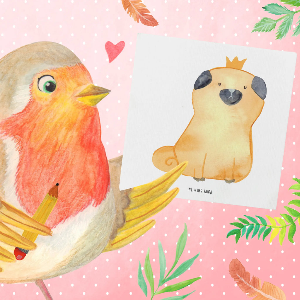 Deluxe Karte Mops Krone Hochwertige Grußkarte, Grußkarte, Glückwunschkarte, Karte, Geburtstagskarte, Klappkarte, Einladungskarte, Hochwertige Klappkarte, Hochzeitskarte, Hund, Hundemotiv, Haustier, Hunderasse, Tierliebhaber, Hundebesitzer, Sprüche, allergisch, Mops, Hundebesitzer. Spruch, lustig, kinderlos, Hausregel