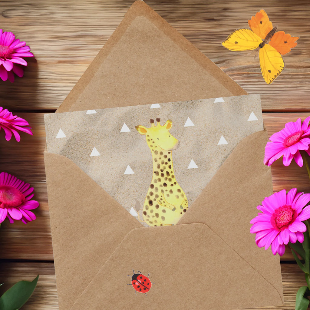 Deluxe Karte Giraffe Zufrieden Hochwertige Grußkarte, Geburtstagskarte, Grußkarte, Einladungskarte, Hochzeitskarte, Klappkarte, Hochwertige Klappkarte, Karte, Glückwunschkarte, Afrika, Wildtiere, Glück, Abenteuer, Giraffe, Zufrieden