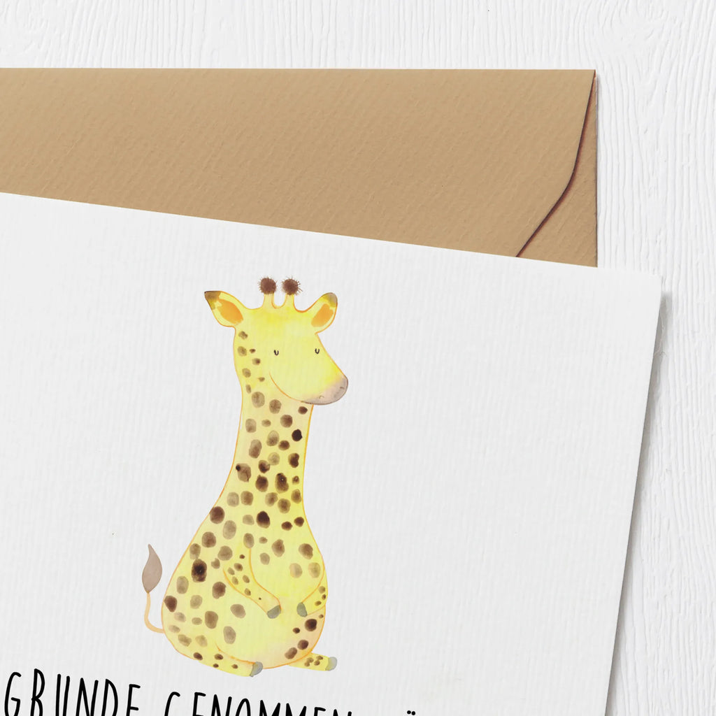 Deluxe Karte Giraffe Zufrieden Hochwertige Grußkarte, Geburtstagskarte, Grußkarte, Einladungskarte, Hochzeitskarte, Klappkarte, Hochwertige Klappkarte, Karte, Glückwunschkarte, Afrika, Wildtiere, Glück, Abenteuer, Giraffe, Zufrieden