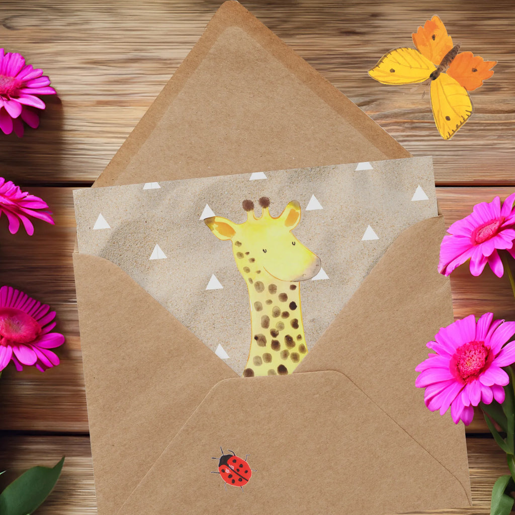 Deluxe Karte Giraffe Zufrieden Hochwertige Grußkarte, Geburtstagskarte, Grußkarte, Einladungskarte, Hochzeitskarte, Klappkarte, Hochwertige Klappkarte, Karte, Glückwunschkarte, Afrika, Wildtiere, Glück, Abenteuer, Giraffe, Zufrieden