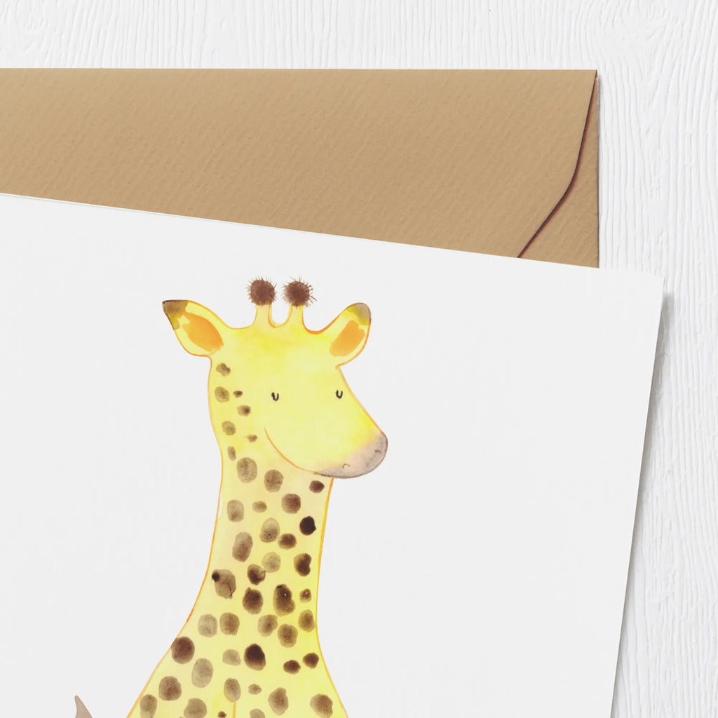 Deluxe Karte Giraffe Zufrieden Hochwertige Grußkarte, Geburtstagskarte, Grußkarte, Einladungskarte, Hochzeitskarte, Klappkarte, Hochwertige Klappkarte, Karte, Glückwunschkarte, Afrika, Wildtiere, Glück, Abenteuer, Giraffe, Zufrieden