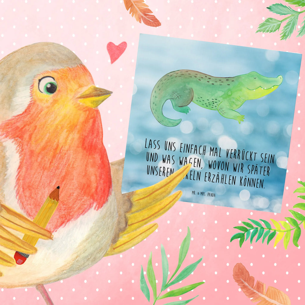 Deluxe Card Crocodile Geburtstagskarte, Grußkarte, Glückwunschkarte, Karte, Hochwertige Grußkarte, Hochzeitskarte, Hochwertige Klappkarte, Einladungskarte, Klappkarte, Meerestiere, Meer, Urlaub, Reiselust, beste Freundin, Krokodile, Freundin, Krokodil, Abenteuerlust, Lieblingsmensch, spontan sein, verrückt sein