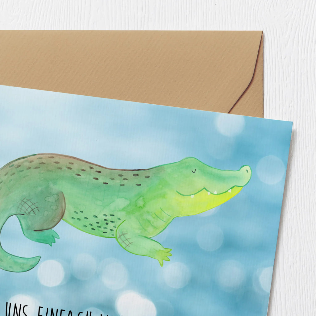 Deluxe Card Crocodile Geburtstagskarte, Grußkarte, Glückwunschkarte, Karte, Hochwertige Grußkarte, Hochzeitskarte, Hochwertige Klappkarte, Einladungskarte, Klappkarte, Meerestiere, Meer, Urlaub, Reiselust, beste Freundin, Krokodile, Freundin, Krokodil, Abenteuerlust, Lieblingsmensch, spontan sein, verrückt sein