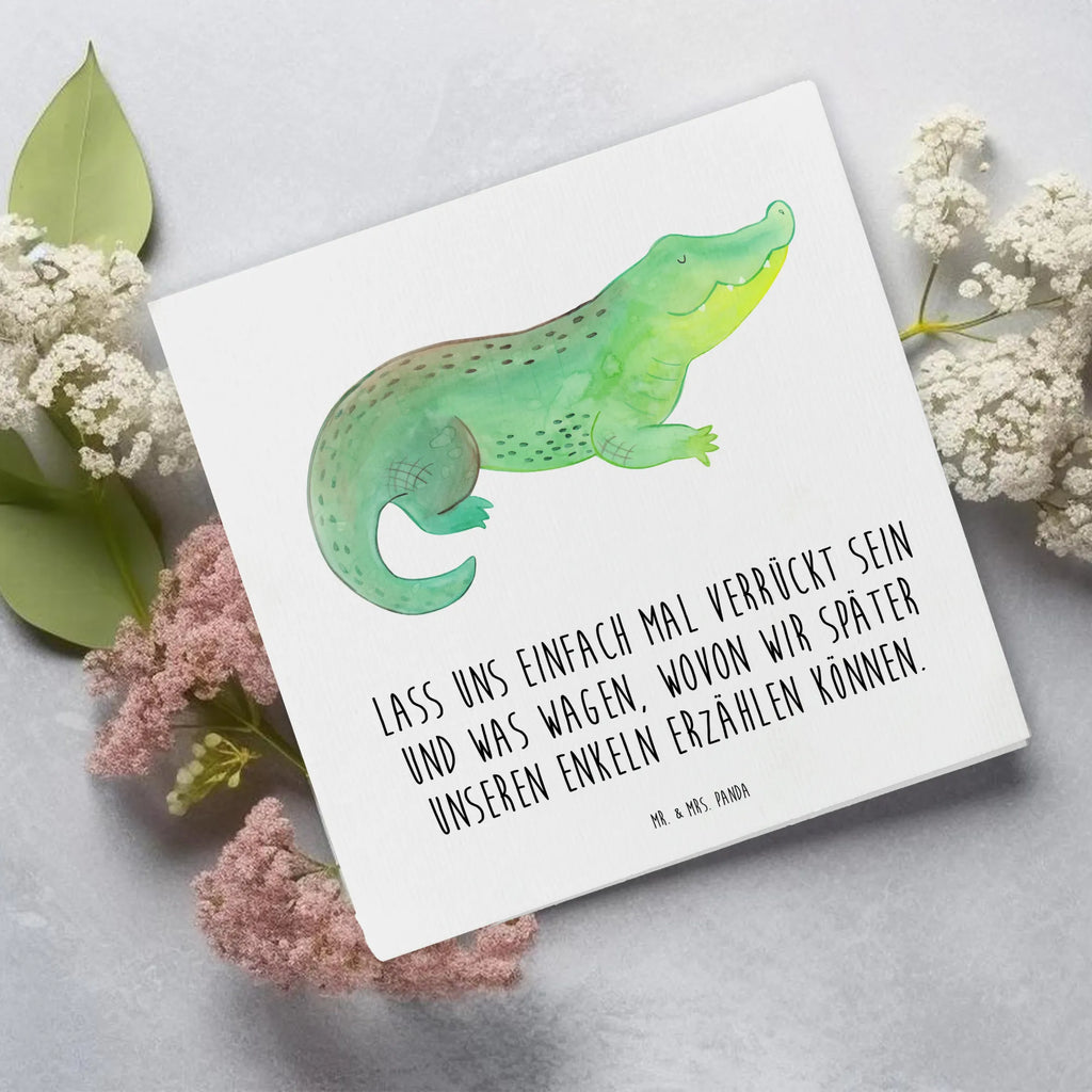 Deluxe Card Crocodile Geburtstagskarte, Grußkarte, Glückwunschkarte, Karte, Hochwertige Grußkarte, Hochzeitskarte, Hochwertige Klappkarte, Einladungskarte, Klappkarte, Meerestiere, Meer, Urlaub, Reiselust, beste Freundin, Krokodile, Freundin, Krokodil, Abenteuerlust, Lieblingsmensch, spontan sein, verrückt sein