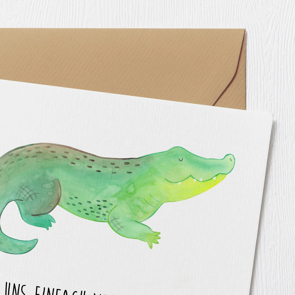 Deluxe Card Crocodile Geburtstagskarte, Grußkarte, Glückwunschkarte, Karte, Hochwertige Grußkarte, Hochzeitskarte, Hochwertige Klappkarte, Einladungskarte, Klappkarte, Meerestiere, Meer, Urlaub, Reiselust, beste Freundin, Krokodile, Freundin, Krokodil, Abenteuerlust, Lieblingsmensch, spontan sein, verrückt sein