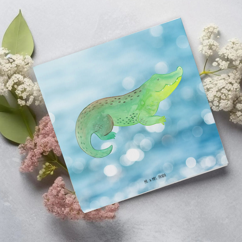Deluxe Card Crocodile Geburtstagskarte, Grußkarte, Glückwunschkarte, Karte, Hochwertige Grußkarte, Hochzeitskarte, Hochwertige Klappkarte, Einladungskarte, Klappkarte, Meerestiere, Meer, Urlaub, Reiselust, beste Freundin, Krokodile, Freundin, Krokodil, Abenteuerlust, Lieblingsmensch, spontan sein, verrückt sein