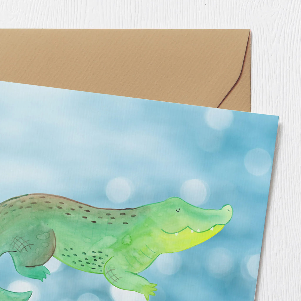 Deluxe Card Crocodile Geburtstagskarte, Grußkarte, Glückwunschkarte, Karte, Hochwertige Grußkarte, Hochzeitskarte, Hochwertige Klappkarte, Einladungskarte, Klappkarte, Meerestiere, Meer, Urlaub, Reiselust, beste Freundin, Krokodile, Freundin, Krokodil, Abenteuerlust, Lieblingsmensch, spontan sein, verrückt sein