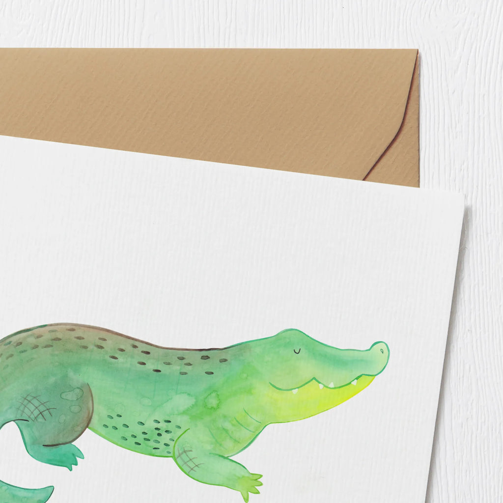 Deluxe Card Crocodile Geburtstagskarte, Grußkarte, Glückwunschkarte, Karte, Hochwertige Grußkarte, Hochzeitskarte, Hochwertige Klappkarte, Einladungskarte, Klappkarte, Meerestiere, Meer, Urlaub, Reiselust, beste Freundin, Krokodile, Freundin, Krokodil, Abenteuerlust, Lieblingsmensch, spontan sein, verrückt sein