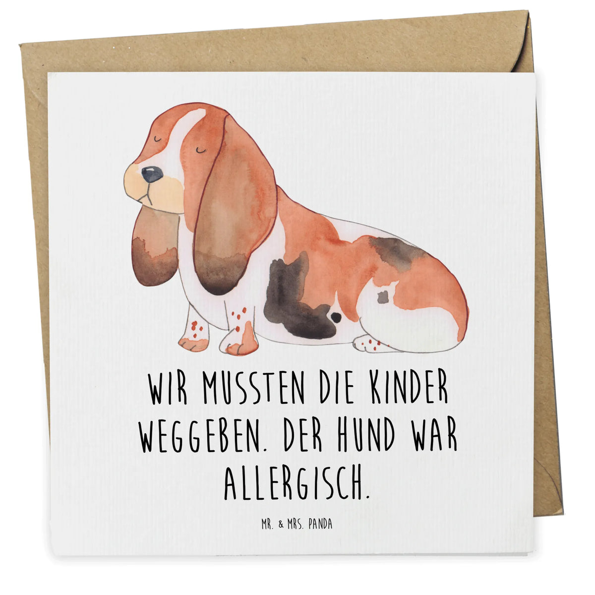 Karta Deluxe pies Basset Hound anlasskarte, Glückwunschkarte, faltkarte, doppelkarte, Klappkarte, Grußkarte, Hunderasse, Hundebesitzer, Hundemotiv, Haustier, Tierliebhaber, Sprüche, Hund, Hundeliebe, Basset Hound, Basset, Kinderlos