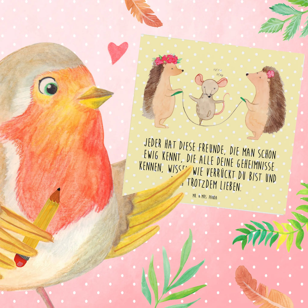 Deluxe Karte Igel Seilhüpfen Grußkarte, Karte, Einladungskarte, Geburtstagskarte, Glückwunschkarte, Hochzeitskarte, Klappkarte, Hochwertige Klappkarte, Hochwertige Grußkarte, Tiermotive, Gute Laune, lustige Sprüche, Tiere, Igel, Seilhüpfen, Seilspringen, Maus, Kindergarten, Kinder