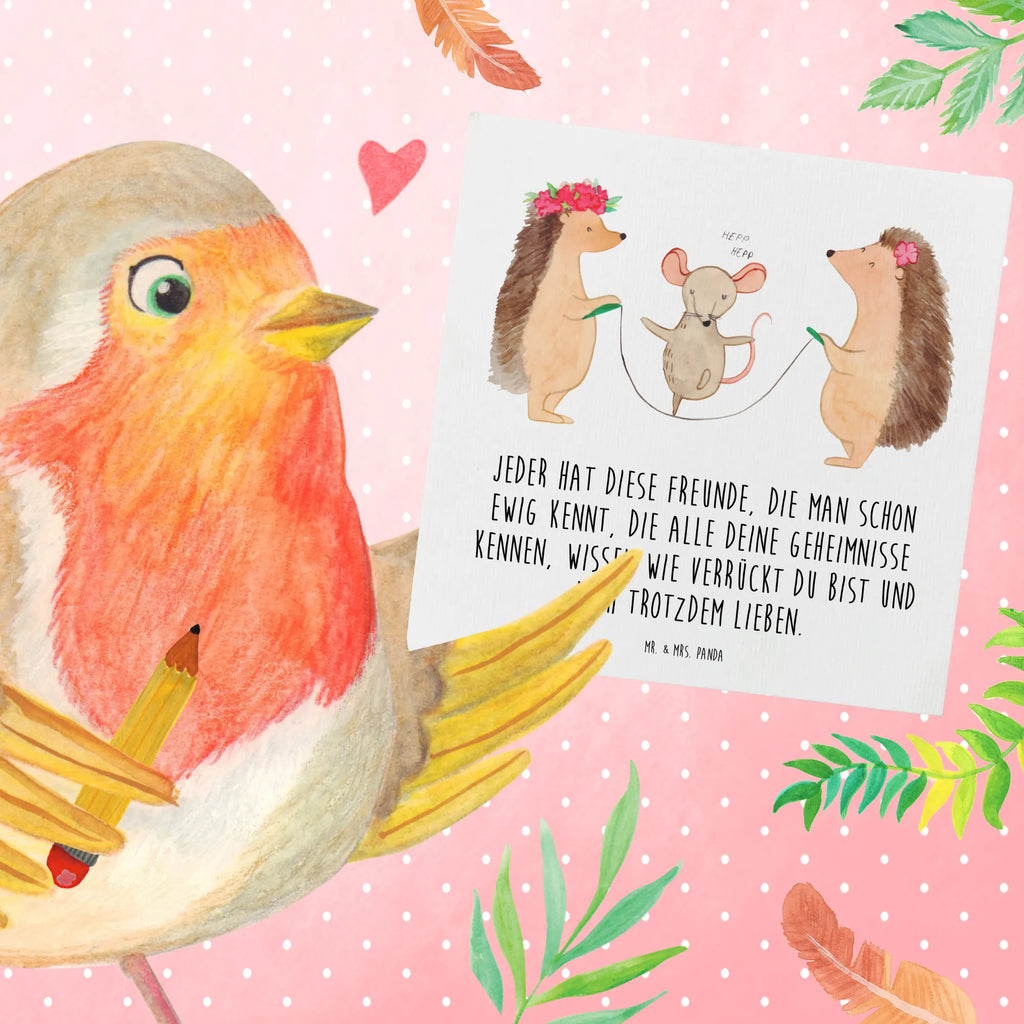 Deluxe Karte Igel Seilhüpfen Grußkarte, Karte, Einladungskarte, Geburtstagskarte, Glückwunschkarte, Hochzeitskarte, Klappkarte, Hochwertige Klappkarte, Hochwertige Grußkarte, Tiermotive, Gute Laune, lustige Sprüche, Tiere, Igel, Seilhüpfen, Seilspringen, Maus, Kindergarten, Kinder