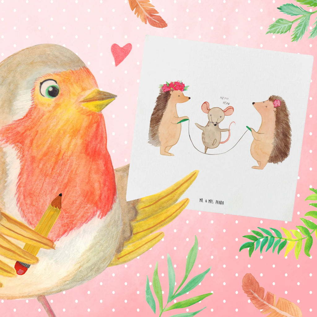 Deluxe Karte Igel Seilhüpfen Grußkarte, Karte, Einladungskarte, Geburtstagskarte, Glückwunschkarte, Hochzeitskarte, Klappkarte, Hochwertige Klappkarte, Hochwertige Grußkarte, Tiermotive, Gute Laune, lustige Sprüche, Tiere, Igel, Seilhüpfen, Seilspringen, Maus, Kindergarten, Kinder