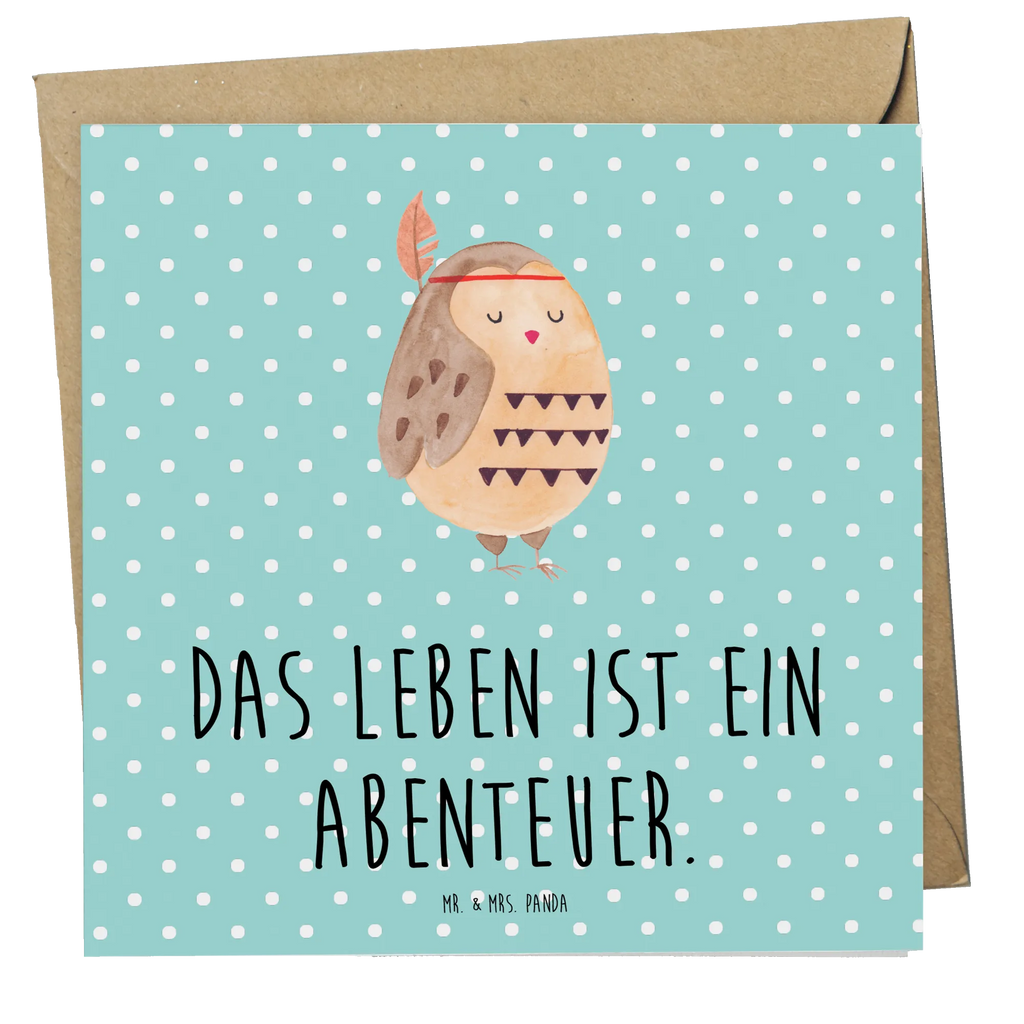 Deluxe Karte Eule Federschmuck Klappkarte, Geburtstagskarte, Einladungskarte, Glückwunschkarte, Hochzeitskarte, Hochwertige Grußkarte, Grußkarte, Hochwertige Klappkarte, Karte, Eule, Eule Deko, Owl, Das Leben ist ein Abenteuer, Federschmuck, Dekoration, Reisespruch