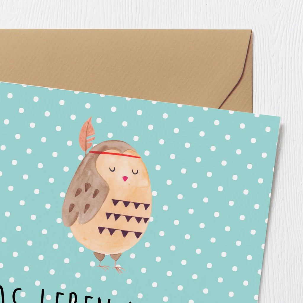 Deluxe Karte Eule Federschmuck Klappkarte, Geburtstagskarte, Einladungskarte, Glückwunschkarte, Hochzeitskarte, Hochwertige Grußkarte, Grußkarte, Hochwertige Klappkarte, Karte, Eule, Eule Deko, Owl, Das Leben ist ein Abenteuer, Federschmuck, Dekoration, Reisespruch