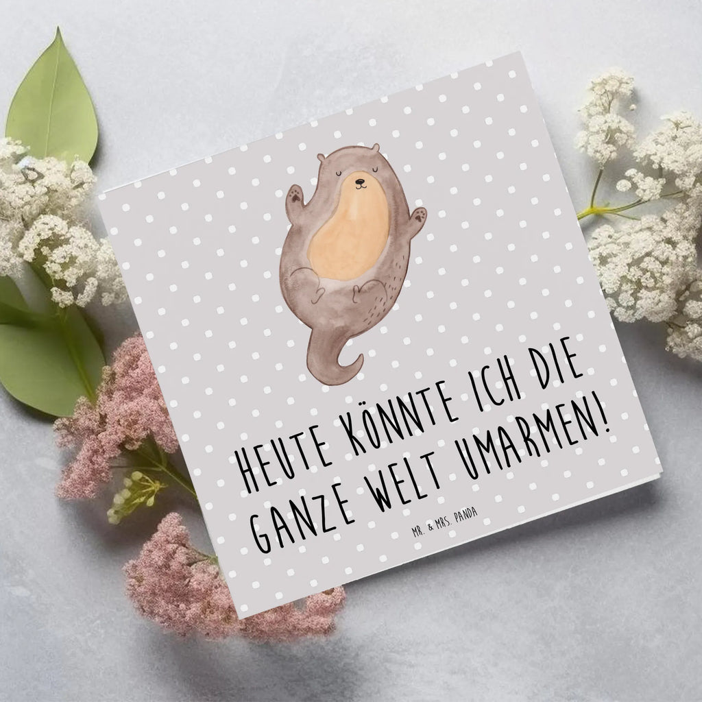 Deluxe Karte Otter Umarmen Karte, Einladungskarte, Hochzeitskarte, Grußkarte, Hochwertige Klappkarte, Hochwertige Grußkarte, Glückwunschkarte, Klappkarte, Geburtstagskarte, Otter, Fischotter, Seeotter, Otter Seeotter See Otter